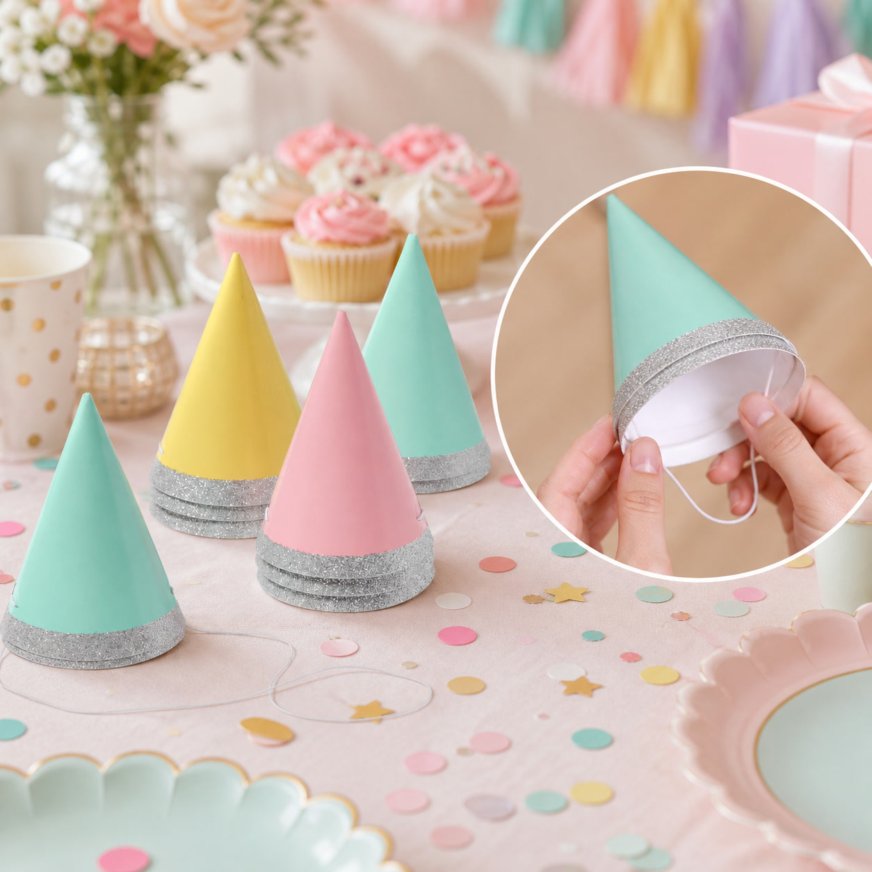 Party Hat Cone - 10 шт. 4-дюймовые мини-шляпки с блестками