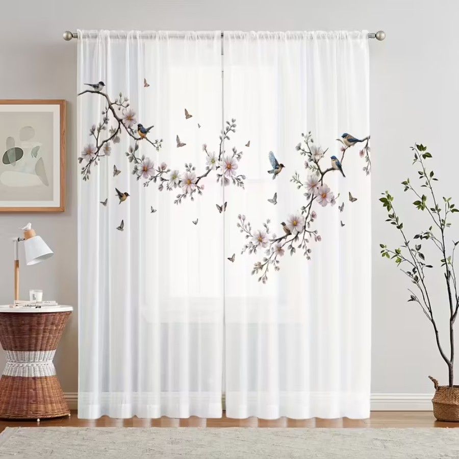 2 шт. Цифровые прозрачные штор – обзор и цена Flower Wall Panel