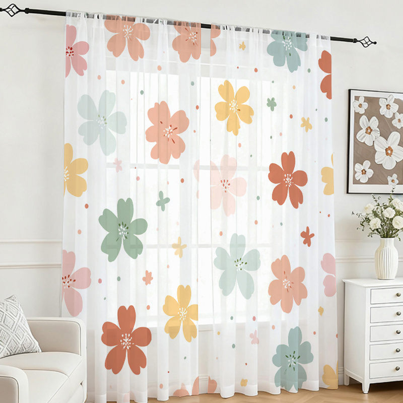 2 шт. Цветные прозрачные шторы – обзор и цена Flower Wall Panel