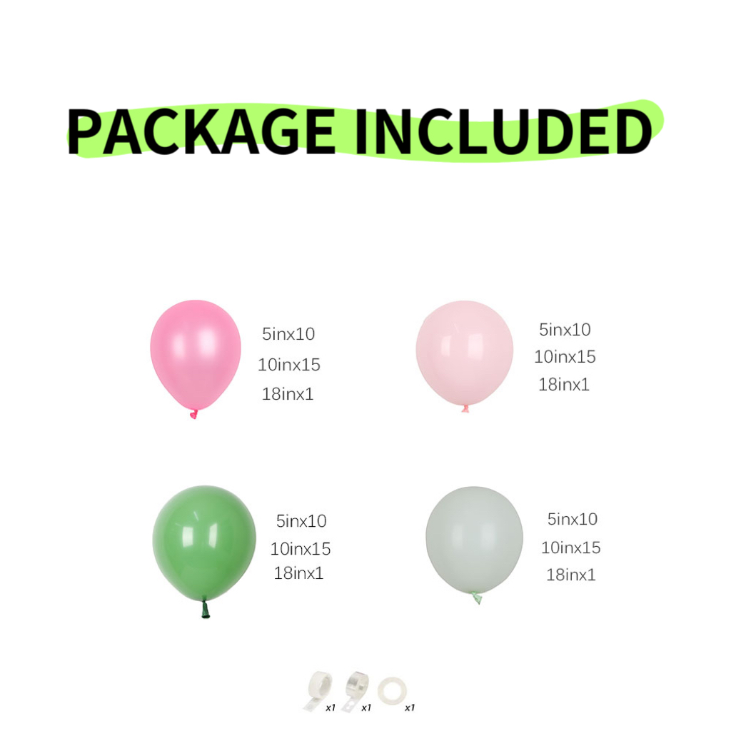 107 шт. ярко-розовые зеленые в – обзор и цена Balloon Arch Kit